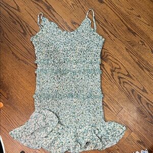 Leela and Lavender Floral Green Mini Dress